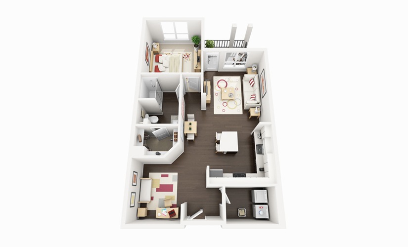 A3 - 1 bedroom floorplan layout with 1 bathroom and 849 square feet