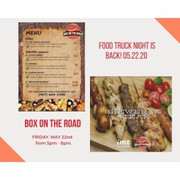Food Truck Night is back! Friday, May 22nd  from 5pm - 8pm with food from Box on the Road @boxontheroadorlando. Skip the cooking (and the dishes ). See Friday Menu, also the phone number is on the menu, for text message orders, all you have to do is text the order Friday night pick it up at the Gallery and pay. :) let's have a delicious dinner with our Brazilian barbecue. 
#foodtrucknights#thegalleryatmillspark#lovewhereyoulive#orlandoapartments#community#residents#Friends Instagram post from @thegalleryatmillspark on May 19, 2020 13:50:32pm
